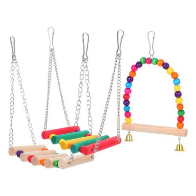 3 Pcs Vogel-papageienschaukel Kleines Papageienspielzeug Papageienkauspielzeug
