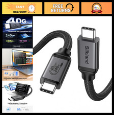 USB 4 Cable 40Gbps Data Sync, 240W PD 3.1 Charging, 8K/5K Video, Braided, 5FT