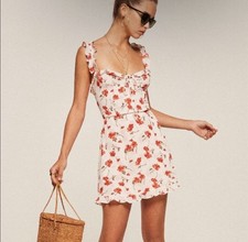Reformation Armadillo Ruffle Dress in Jubilee with Poppies - 10 / Medium