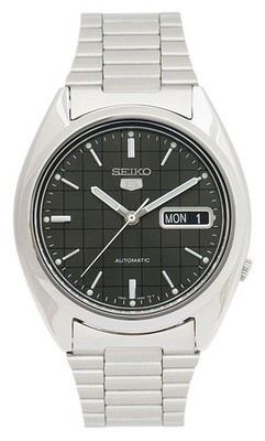 Seiko 5 Automatic SNXF07K1 21 Jewels Day Date Grid Dial Watch SNXF07