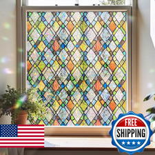 ADD.HERES Window Privacy Film, Stained Glass Decorative Static Cling, Removable