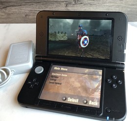 Nintendo 3DS XL Blue Console SPR-001 US Version TESTED Stylus Captain America