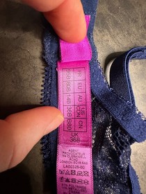 L&rsquo;agent By Agent Provocateur Lace Blue Gold Underwire Bra 36B Coquette