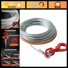 Heavy Duty 38 X 50 Galvanized Steel Winch Cable 15200 Lbs Towing Rope Suv Heavy Duty 38 X 50 Galvanized Steel Winch Cable 15200 Lbs Towing Rope Suv