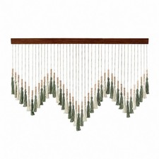 Geometrischer Wandbehang mit Holzstab nat&uuml;rlich Makramee Wandteppich Boho