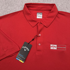 NEW Callaway Opti-Dri Cooling Birdseye Golf Polo Men XXL Salsa Red Performance