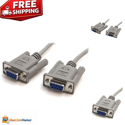 DB-9 Female to Female Serial Cable - 10 ft RS232 Null Modem for Signal Transfer