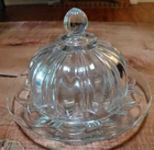 Vtg Hocking Depression Glass Clear Domed Lidded Butter Cheese Colonial Dish
