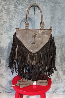 Heritage West Handbag Womens Chocolate Brown Fringe Boho Western Purse Large
