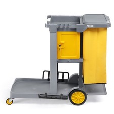 Cleaning Trolley w/ lock & door Janitorial Storage Cart with Organizer Bin Grey