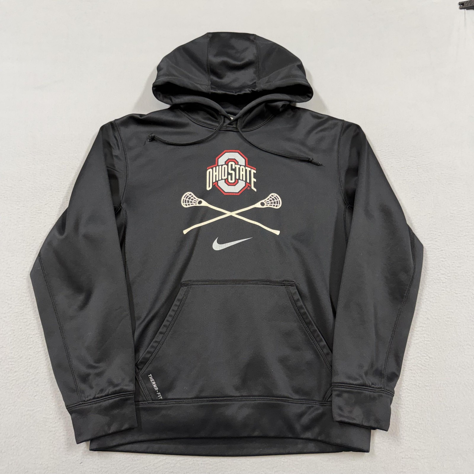 Ohio State Buckeyes Sweatshirt Mens Small Black Lacrosse Nike Therma Fit Hoodie