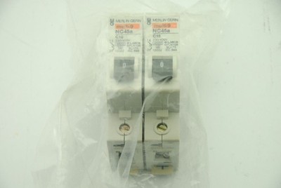 MERLIN GERIN Multi9 NC45a C16, Single-Pole Circuit Breaker, Lot of 2