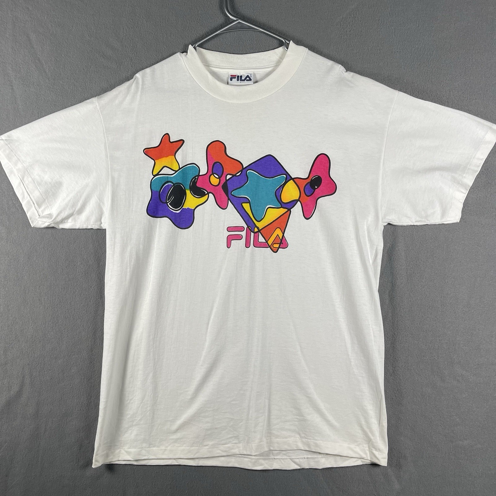 T shirt Fila vintage anni 90 taglia grande made in USA punto singolo grande grafica luminosa