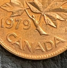 🇨🇦1979 CANADA PENNY DBL ON DATE RIM ERR LUMPS ON A REVRS SOFT DD CUDS OBV REVR