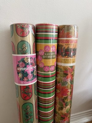 切手03 Vintage 70s Kaycrest Christmas Wrapping Paper Bundle of 3 New