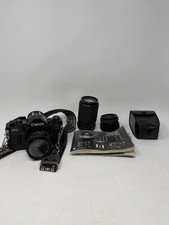 Canon A-1 35mm SLR Film Camera with 3 lens, Flash, Neck Strap WORKING