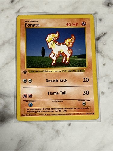 60/102 Ponyta 1st Edition Pokemon Base Set Shadowless - Picture 11 of 20