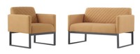 Stylisches Sofa-Set Designer Beiger 3-Sitzer 2X Textilsessel 3Tlg