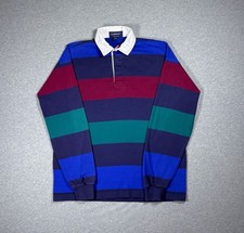Vintage Gant Rugger Rugby Long Sleeve Polo Shirt Color Block Mens Medium USA