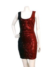 Guess Red Sequin Dress Small Sleeveless Mini Bodycon Sparkly Party Clubwear Sz S