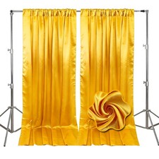 10ft x 7ft Yellow Satin Backdrop Curtains 2 Panels Photo Wedding Birthday