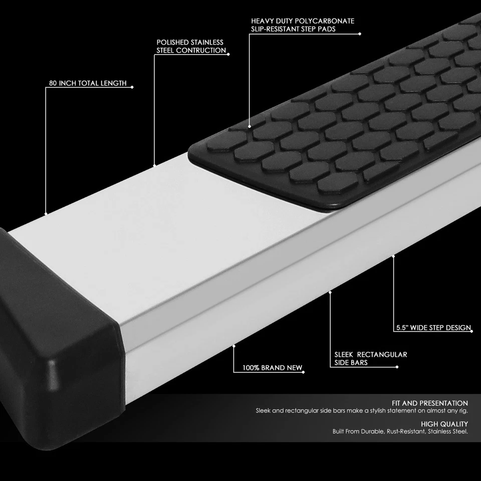 PARA FORD F-150 F-250 F-350 15-24 CABINA EXTENDIDA ESTRIBERAS BARRA LATERAL 5.5" Foto 2 de 4