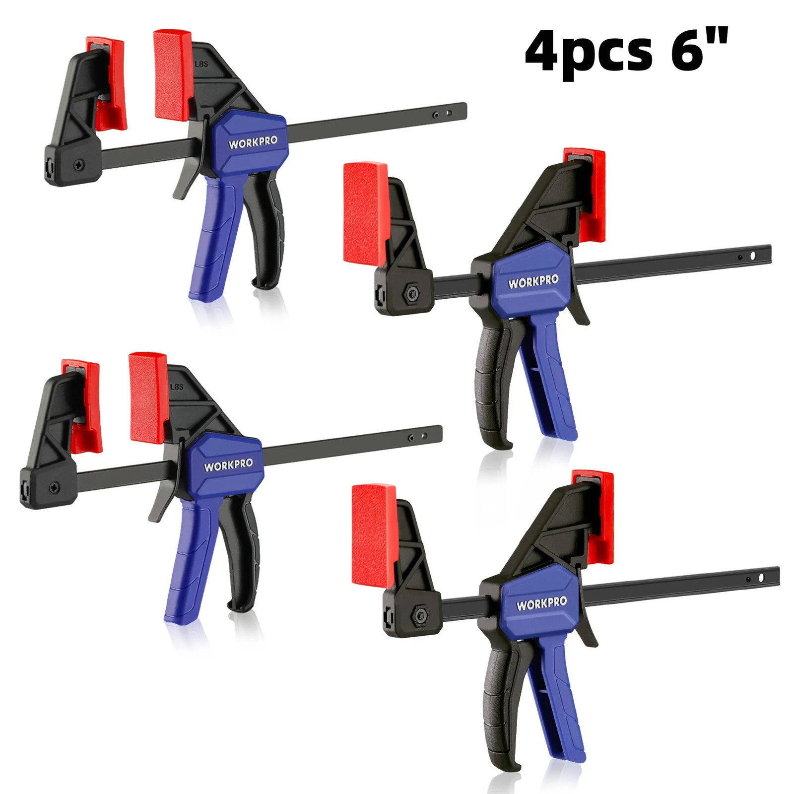 4pcs 6inch WORKPRO Bar Clamps for Woodworking One-Handed Clamp/Spreader ...