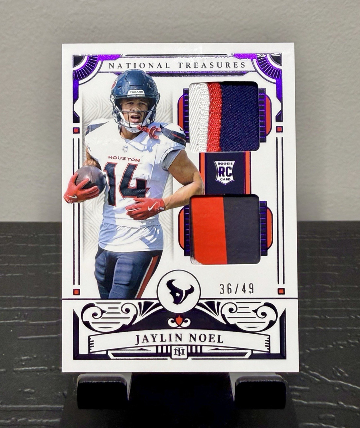 2025 Panini National Treasures - Rookie Dual Materials Jaylin Noel #43 Purple