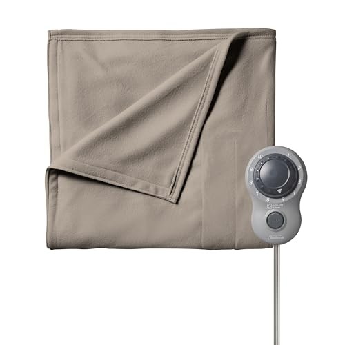 Sunbeam Royal Luxe Mushroom Heated Blanket 12-Heat Settings Auto Shut Off Twin