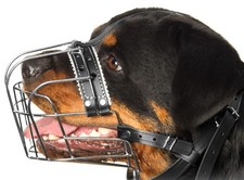Metal Muzzles for Dog Rottweiler  1 Wire Basket Adjustable Leather Straps