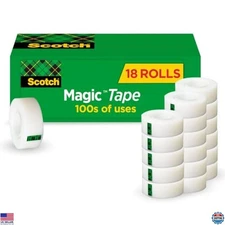 Scotch Magic Invisible Tape - 18 Refill Rolls for Crafting & School Projects