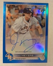 2022 Topps Chrome Rookie Autographs Blue /150 Jake Meyers On Card Auto (AU, RC). rookie card picture