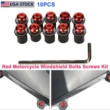 10Pcs Red Motorcycle Windscreen Windshield Bolts Screws Kit Fairing Fasteners M5