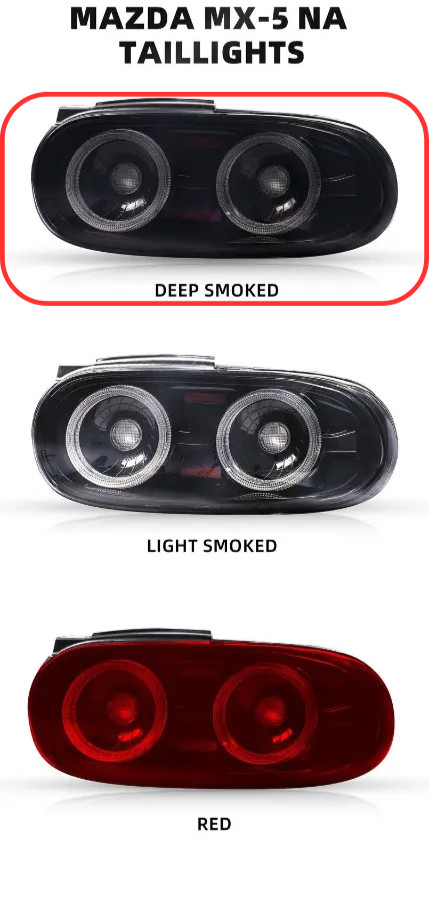 Feux arrière LED V3 pour Miata MX5 NA avec finition Deep Smoked