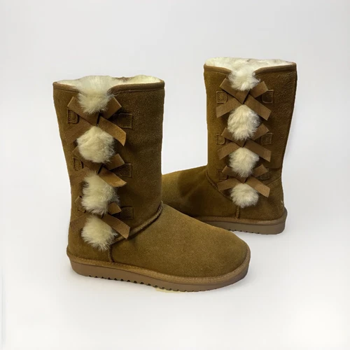 Stivali alti KOOLABURRA By UGG 11” da donna taglia 8 in pelle marrone foderati sherpa nuovi senza scatola