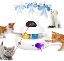 Interactive Cat Toys for Indoor Cats,4-In-1 Automatic Kitten Toy with Laser, Flu