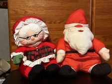 Mr And Mrs Santa Claus Nylon Stuffed Vintage Tall 18 Inches Tall 1992 Product
