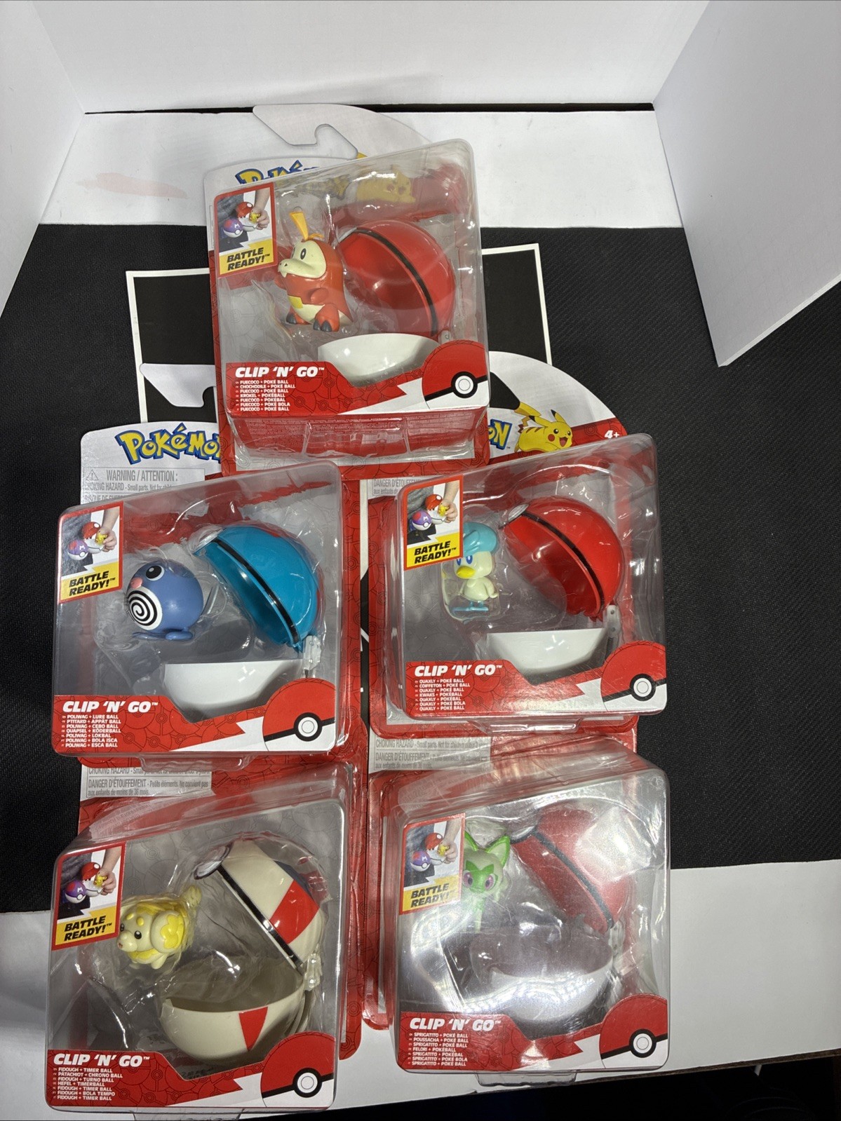 2024 JAZWARES POKEMON CLIP 'N' GO SET DE 5 LISTO PARA LA BATALLA NUEVO EN PAQUETE (Casi Completo 5/6)