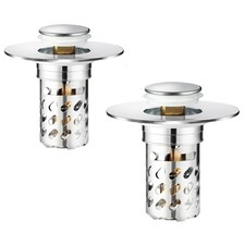 2 Pcs Bathroom Sink Drain Strainer, Universal Pop Up Stopper with Removable S...
