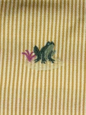 VTG Yellow Jacquard Brocade Upholstery Fabric Frog on Lily Pad - 51”x 3 yards 