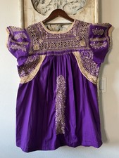 Vintage Oaxaca San Antonino Hand Embroidered Cotton Blouse Top with Crochet