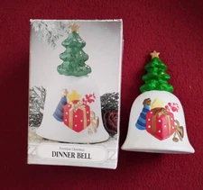 Christmas Porcelain Dinner Bell Vtg "Ring In The Season" Home Trends Orig. Box