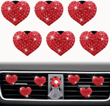 Bling Heart Air Vent Clips, 6 Pcs Red Heart Car Air Fresheners, Diamond Car Inte