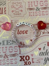 Valentine Beaded Bracelet XOXO Girls Kids Jewelry Handmade Valentine Gifts