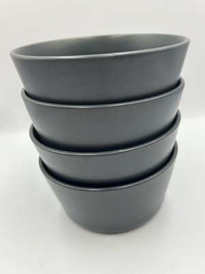 Stone+Lain Stoneware Matte Black Soup Cereal Bowls 5 3/4'' Lot Of 4