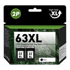2PK 63XL Black Ink Cartridge For HP Envy 4512 4520 Officejet 5220 5258 4650 3830