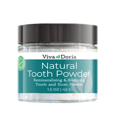  Viva Doria Natural Fluoride Free Tooth Powder, 1.5 oz glass jar