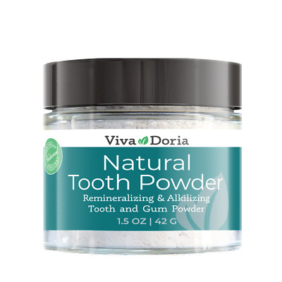  Viva Doria Natural Fluoride Free Tooth Powder, 1.5 oz glass jar