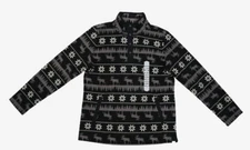 Duluth Trading Co Doubleback Printed Fleece Pullover Gray Moose Print Womens M