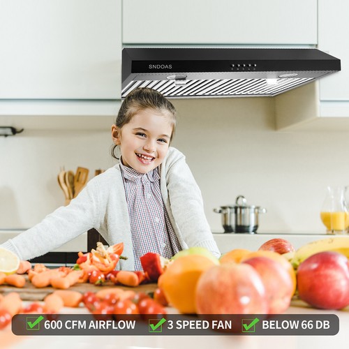 30 inch Kitchen Under Cabinet Range Hood 600CFM Cook Vent Black/Sliver LEDs New - 第 19/42 張圖片